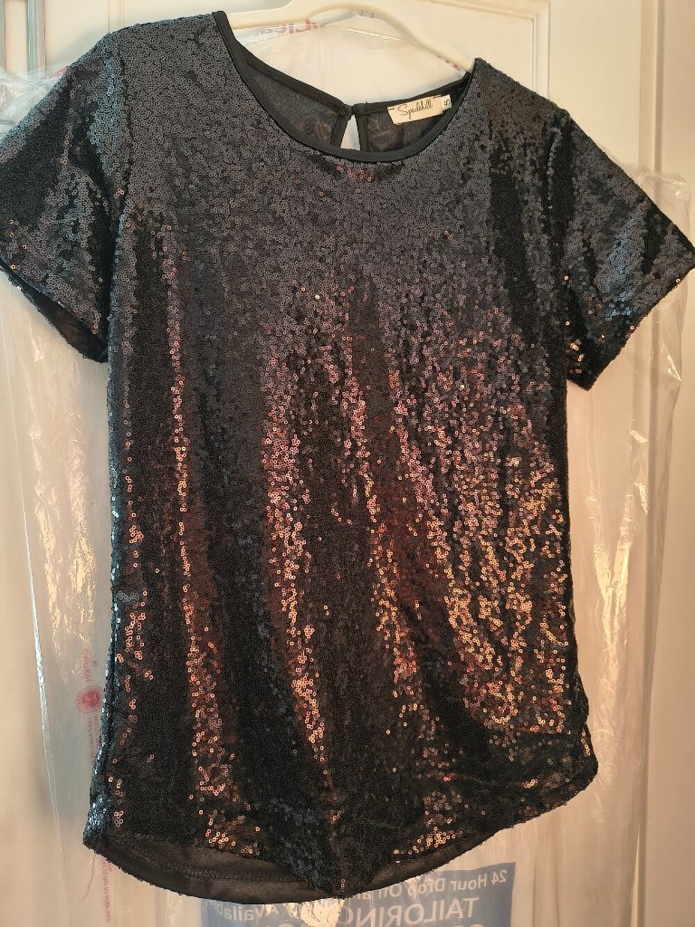 Women's black sequin short sleeve, buy small, worn once